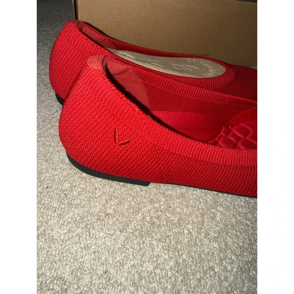 VIVAIA Claire Round Toe Ballet Flats Red Women's Knit Comfort  EU/39.5 US/8.5